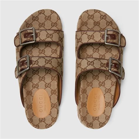 gucci stamp print slides|Gucci sandals for men.